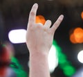 Two fingers on the hand at the concert Royalty Free Stock Photo