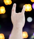 Two fingers on the hand at the concert Royalty Free Stock Photo