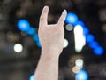 Two fingers on the hand at the concert Royalty Free Stock Photo