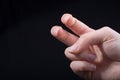 Two fingers of a human hand partly seen in view Royalty Free Stock Photo