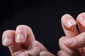 Two fingers of a human hand partly seen in view Royalty Free Stock Photo