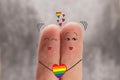 Two fingers are like two people who love each other. Illustration of same sex love. Fingers like a couple in love. same sex