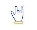 Horns hand line icon. Two fingers palm sign. Vector