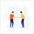 Two firends standing and shaking hands