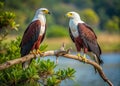 fish eagles bickering Royalty Free Stock Photo