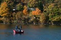 Two fishermen fishing in Lake Delavan, Wisconsin. Royalty Free Stock Photo