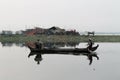 Two fishermen on Taungthaman Lake Royalty Free Stock Photo