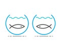 Two fishes separated, fishbowls Royalty Free Stock Photo