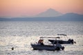 Two fishing boats on sunrise Royalty Free Stock Photo