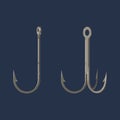 Two Fishing Hooks Icon Fisherman Equipment Sign