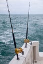 Two fishing rods on a fishing boat charter in Varadero Royalty Free Stock Photo