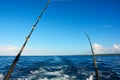 Two fishing rods on a boat Royalty Free Stock Photo