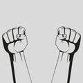 Two fist illustration, protest concetpt. Vector illustration. Royalty Free Stock Photo