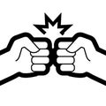 Two fists bump. Flat vector illustration isolated on white