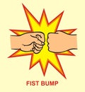 Two fists bumping together, two hands with fists in air punching, concept of fight,