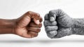 Two Fists Bumping on White Background Unity and Collaboration Concept Royalty Free Stock Photo