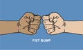 Two fists. fist bump, Two fists hit each other.