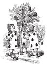 Two, Five and Seven painting the rosebush - Alice in Wonderland original vintage illustration