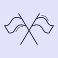Two Flags Crossed, Doodle Style Sketch Illustration Hand Drawn flag Royalty Free Stock Photo