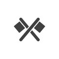 Two flags crossed vector icon