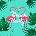 Two Flamingos Beach Party Royalty Free Stock Photo