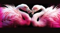 Two flamingos form a heart shape as they face each other, AI-generated. Royalty Free Stock Photo