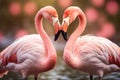 Two flamingos in love. Generative Ai Royalty Free Stock Photo
