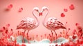 Two flamingos Sign Love Heart Clay world Royalty Free Stock Photo
