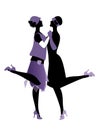 Two flappers girls wearing 1920s clothes dancing Charleston. Royalty Free Stock Photo