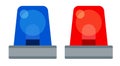 Two flashing lights of a red and blue police car vector icon flat isolated. Royalty Free Stock Photo