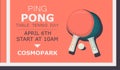 Two flat ping pong rackets with ball. Table tennis sport equipment poster vector illustration for table tennis day.Ping pong Royalty Free Stock Photo