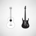 Two flat stylized guitars: classic acoustic and modern electric.