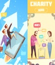 Two Flat Vertical Banners On Crowdfunding Theme