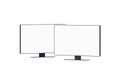 Two flat wide TV with white screen isolated on white background Royalty Free Stock Photo