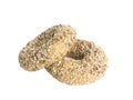 Two Flaxseed Bagels Isolated on a White Background