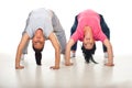 Two flexible women doing back-bend