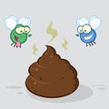 Two Flies Hovering Over Pile Of Smelly Poop Cartoon Characters Royalty Free Stock Photo