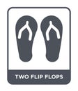 two flip flops icon in trendy design style. two flip flops icon isolated on white background. two flip flops vector icon simple Royalty Free Stock Photo