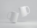 Two Floating 15 oz Ceramic Mugs Mock Up Royalty Free Stock Photo
