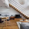 Two-floor apartment with wooden details