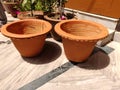 Two flower pots, mud pots, clay pots, object, best picture
