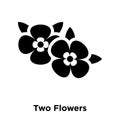 Two Flowers icon vector isolated on white background, logo concept of Two Flowers sign on transparent background, black filled