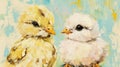 Two Fluffy Chicks Close Up Pastel Painting Royalty Free Stock Photo