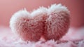 Two Pink Fluffy Hearts on a Soft Background Royalty Free Stock Photo