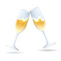 Two flutes of golden bubbly champagne Royalty Free Stock Photo