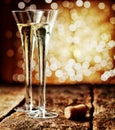 Two flutes of romantic champagne