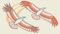 Two Flying Eagles, Freedom and Partnership Vector Art, vector design Generative AI Royalty Free Stock Photo