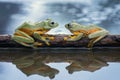 Two Flying Frog Wallace On The Tree Royalty Free Stock Photo