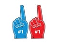 Two foam fingers with #1 isolated on white background Royalty Free Stock Photo