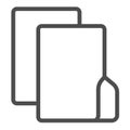 Two folders moving line icon, windows pack concept. Vector graphics. Drag and drop folder, copy sign on white background